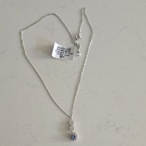 New Elegant 925 Silver Necklace with Blue Gemstone